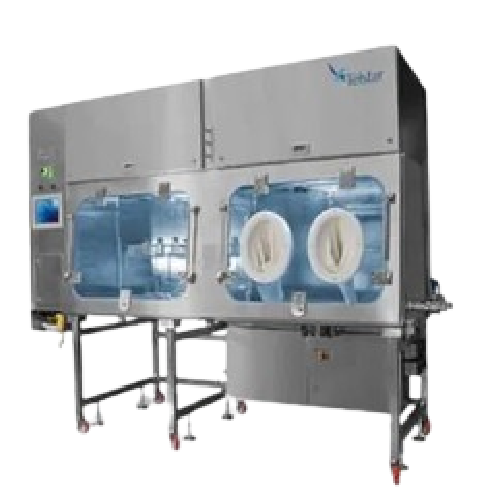 Sterility test isolators for continuous batch testing