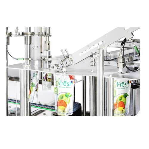 Automatic line for filling and capping spouted pouches