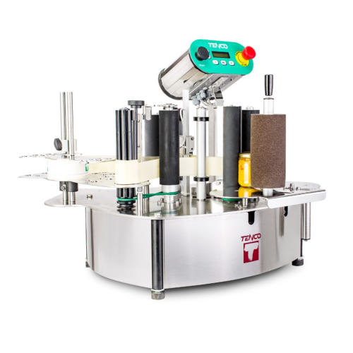 Bench-top labeling system for cylindrical and shaped containers