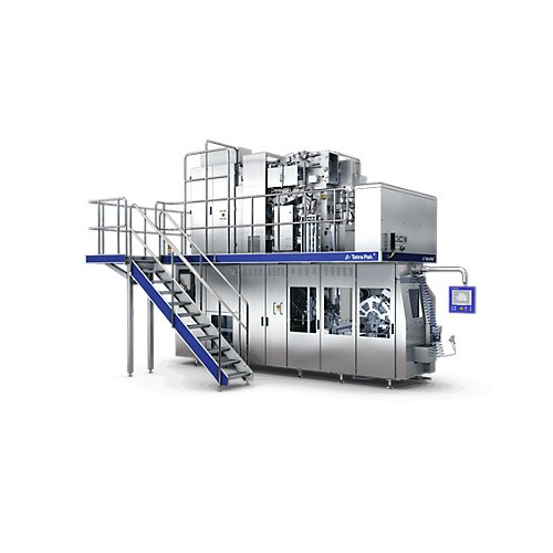Carton filling system for tetra brik portion packs