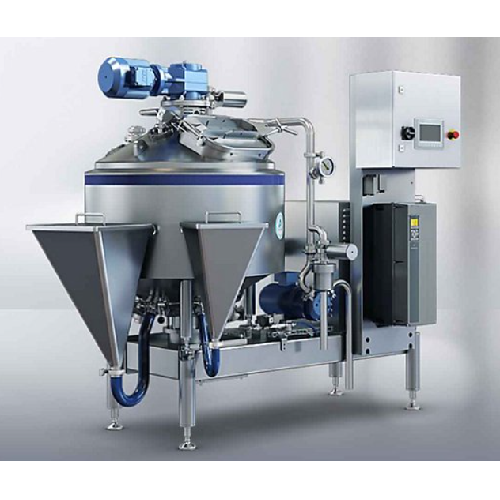 High shear mixer for smooth or particulate food products