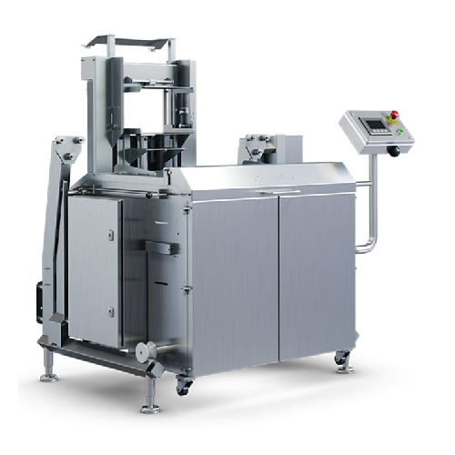 Automatic bag former for cheese blocks