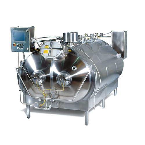 Horizontal curd making vat for cottage cheese