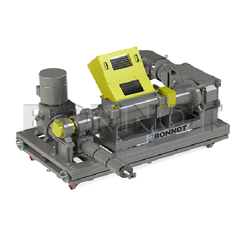 Horizontal bale feeder for high viscosity rubbers