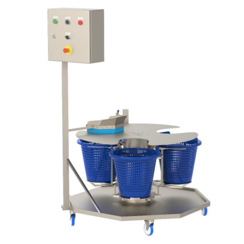 Automatic centrifugal basket mill for vegetables