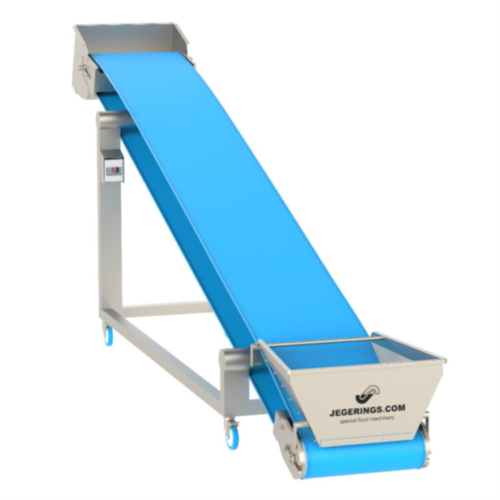 Hygienic trough-shaped conveyor belt for vegetable processing