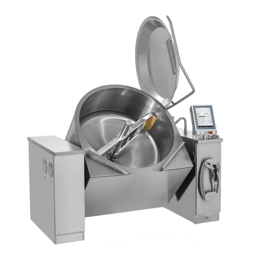 Large capacity cooking kettle for industrial kitchens