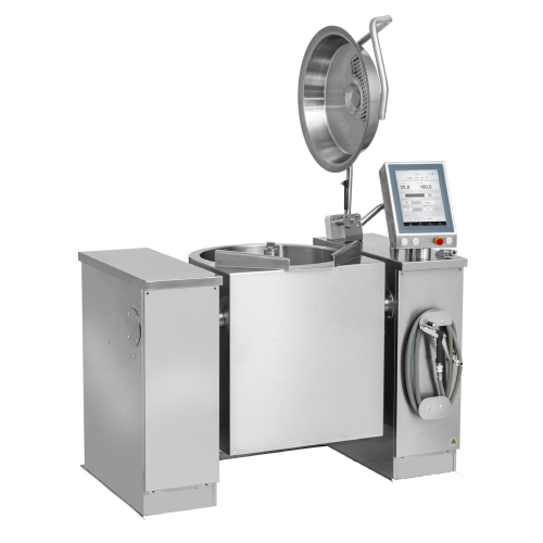 Industrial cooking kettle for heating, stirring, and chilling