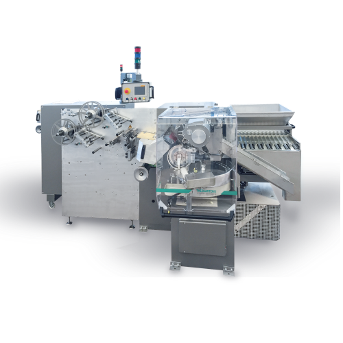 Wrapping system for preformed products in double twist