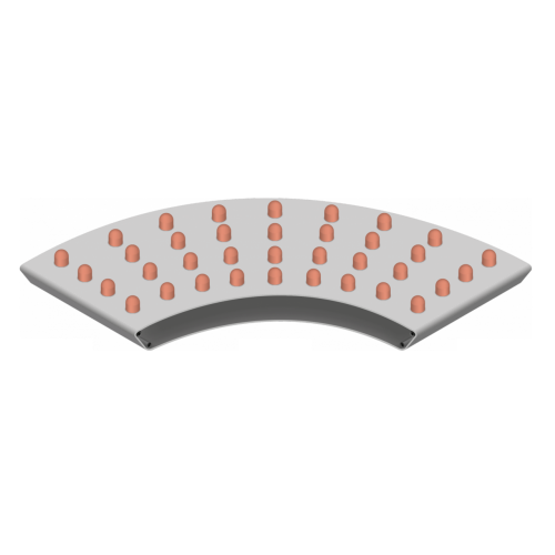 Curved conveyor for product transport