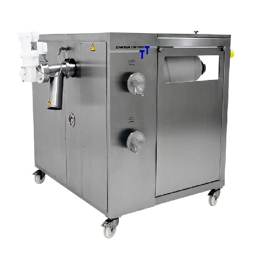 Continuous cooling roller for extrudates