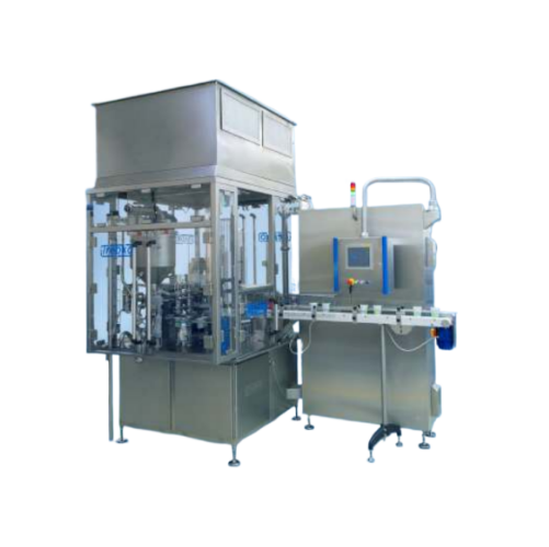 Aseptic rotary cup filling and closing solution