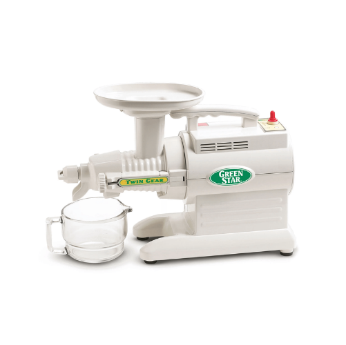 Twin gear slow masticating juicer for vegetables and fruits