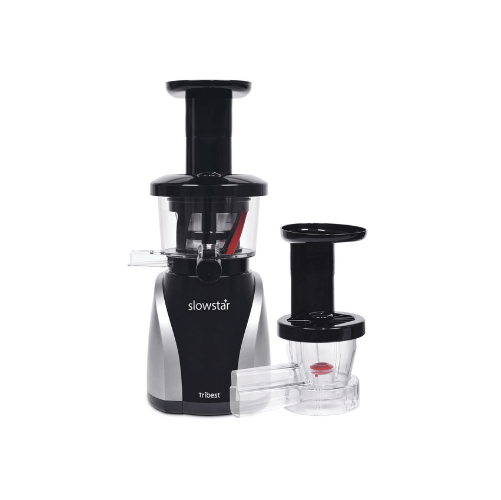 Vertical slow juicer for producing cold pressed juice