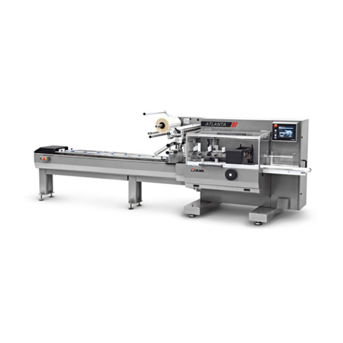 Horizontal flow wrapper for medium to high production