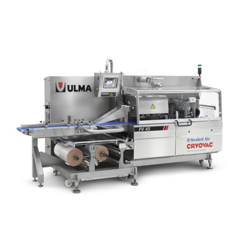 Horizontal flow wrapper for vacuum packaging