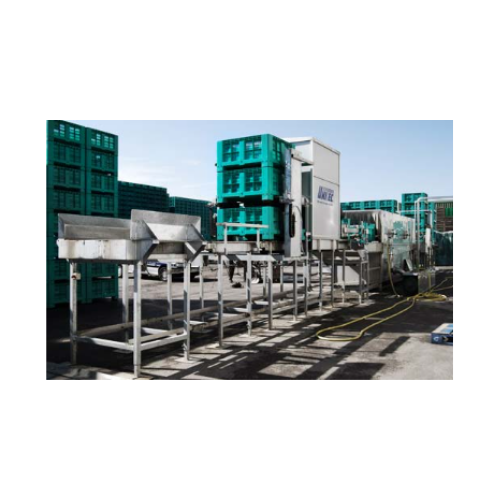 Industrial fruit bin washing system