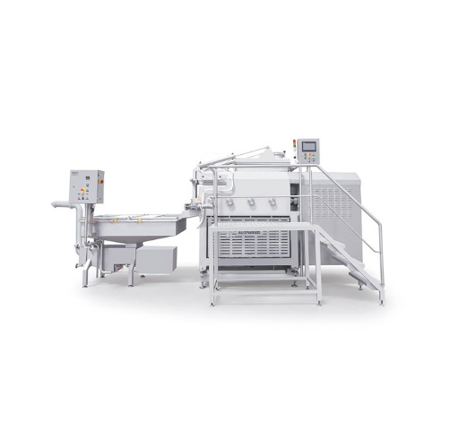 Steam cooker and stretcher for cheese production