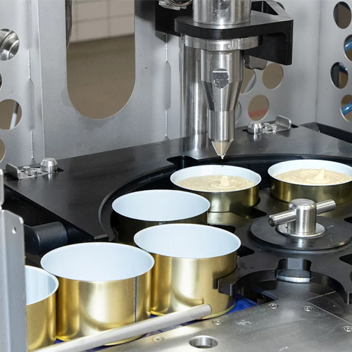 Container filling system for pasty and chunky products