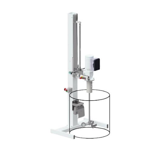 Laboratory and production agitator for medium-sized containers