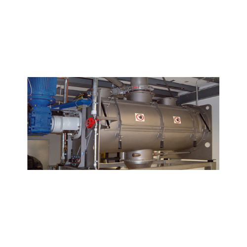 Batch-type single shaft mixer for efficient discharging