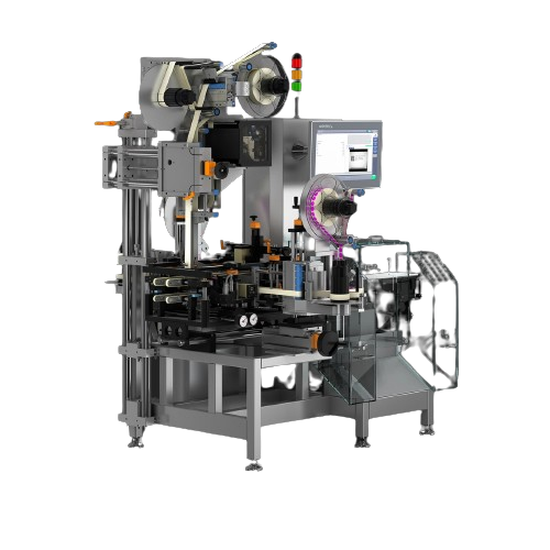 Compact serialisation system with tamper-evident and vignette labeler