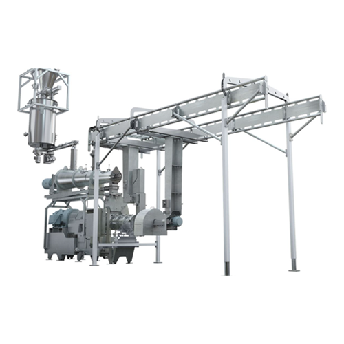 Conical twin screw extruder for pet food and aquatic feed