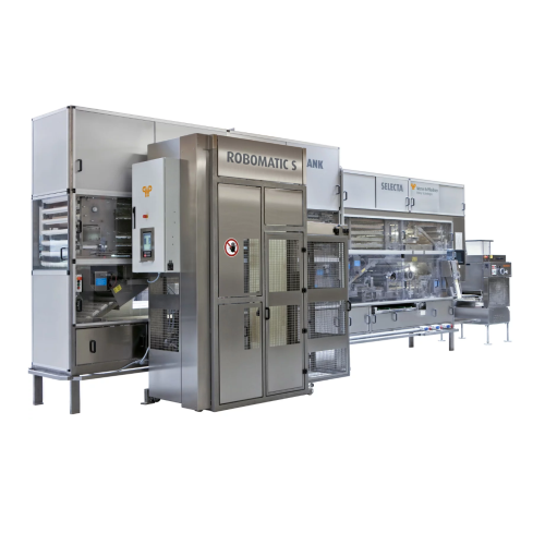 Automatic tray loading robot for bakery systems