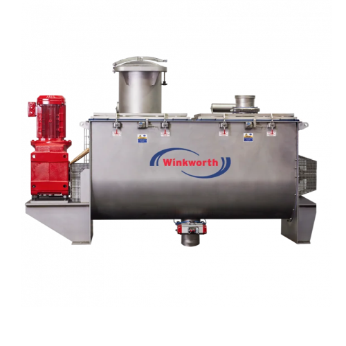Efficient ribbon mixers for precise powder blending