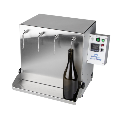 Volumetric bottle filler for high proof spirits