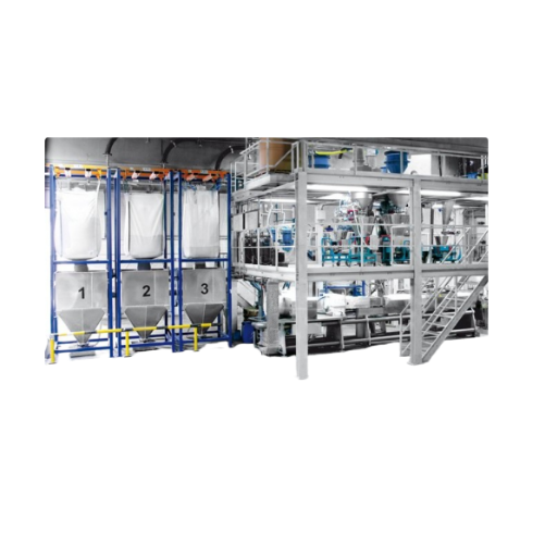 Continuous material handling in compounding plants