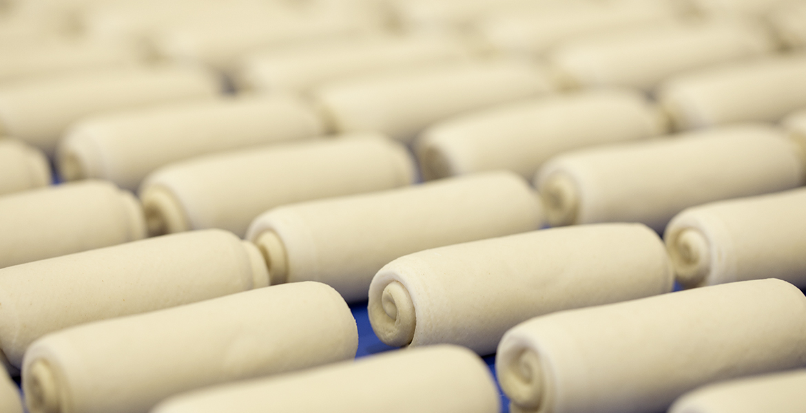 Dough strip and roll line for artisan and classic rolls
