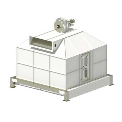 Counter flow cooler for feed pellet cooling