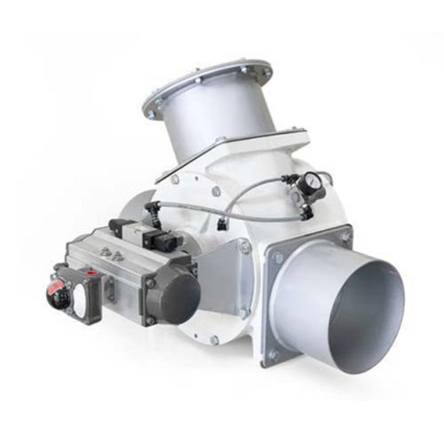 Pneumatic diverting valve for powder and granule transfer